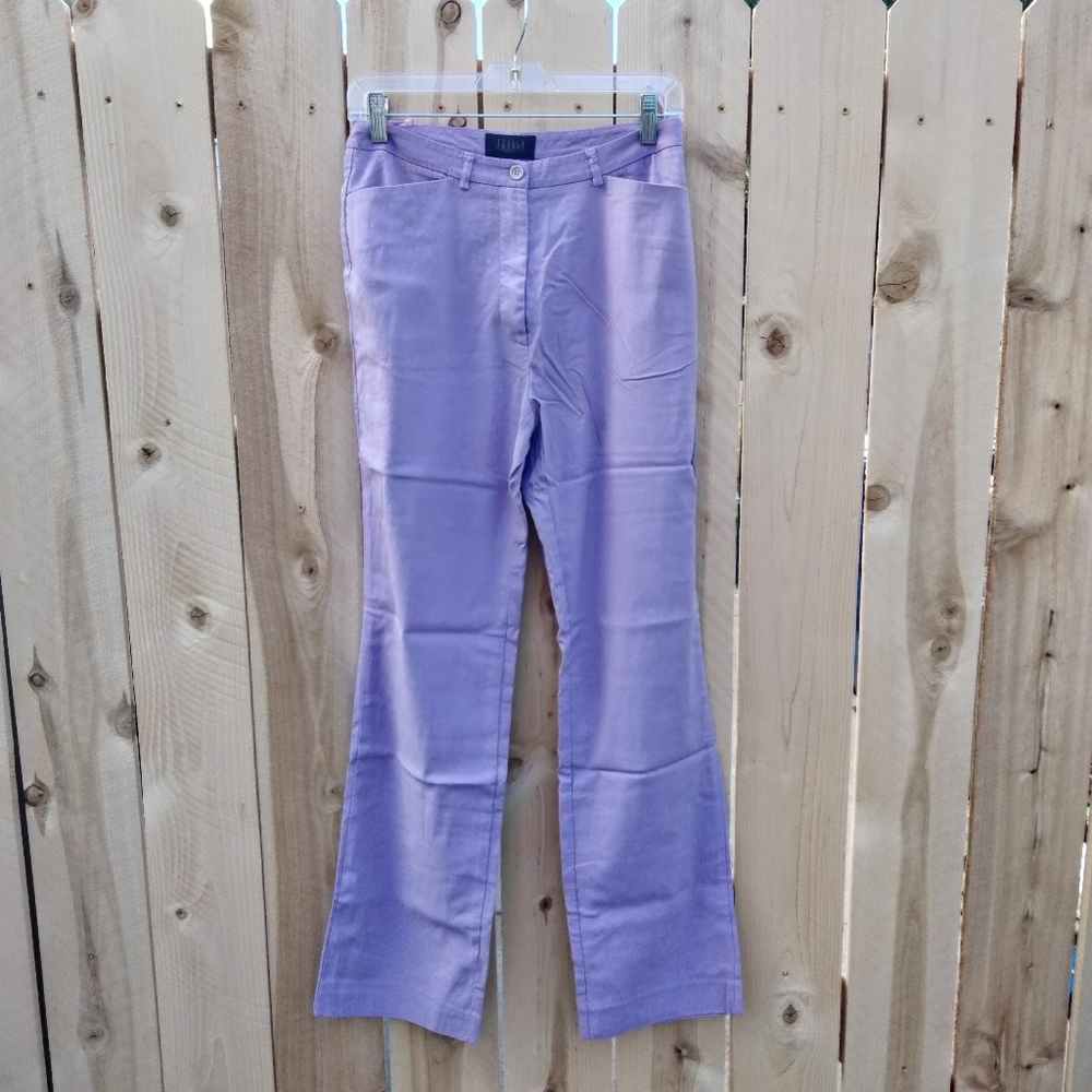 Fransa Woman Y2K Lilac Purple Straight-Leg Pants Size 38 High Rise Waist